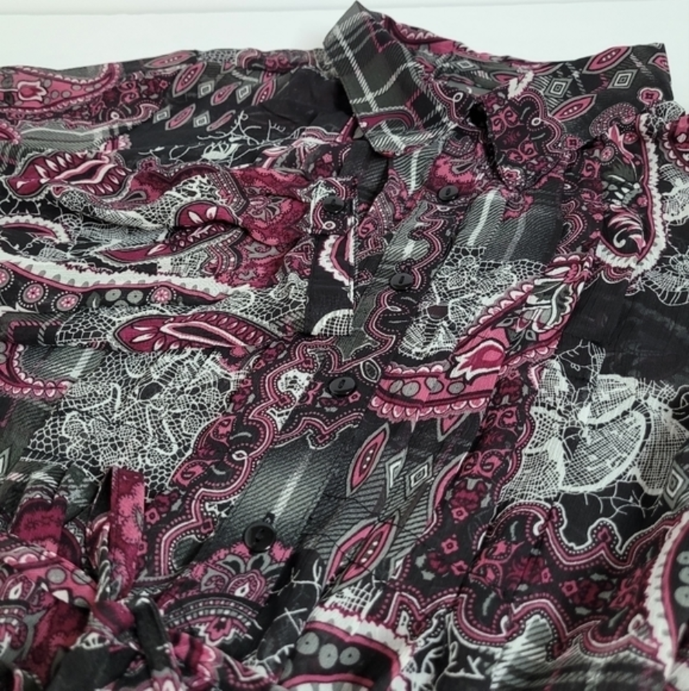 Dots black paisley‎ chiffon top, size L